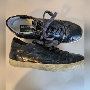 Golden Goose GGDB Superstar Black Croc Skateboarding Shoe Sz 39 see desc.